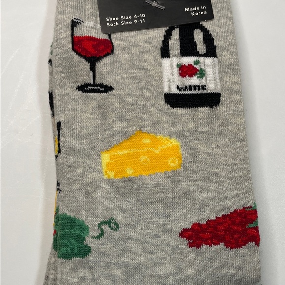 K. Bell Women's Fun Gray Wine and Cheese Socks - Picture 5 of 5